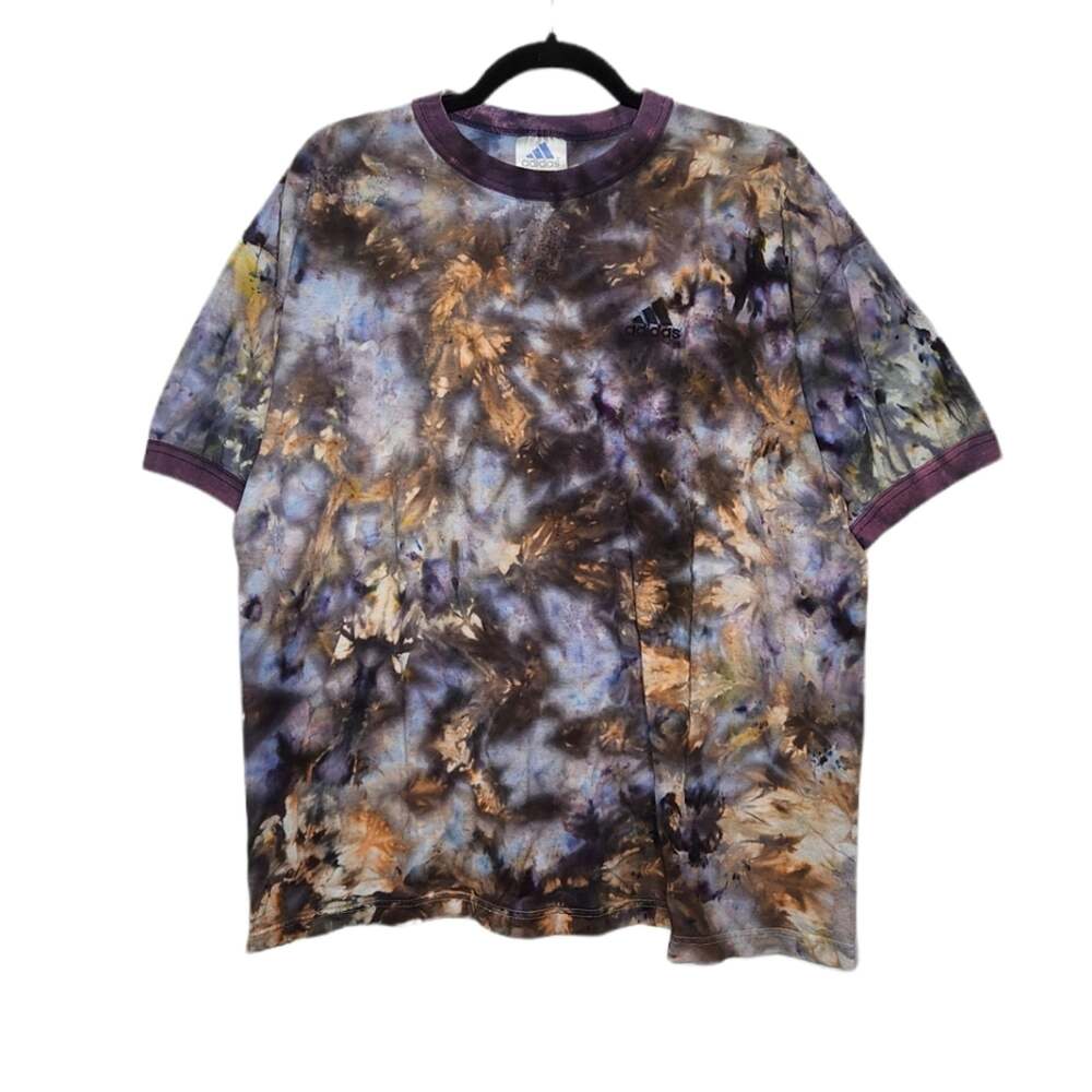 Vintage Adidas Custom Ice Tie Dye Shirt VTG Large Logo Spellout Ringer Style VTG